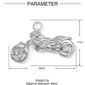 Vista dettagliata del ciondolo moto con parametri precisi di dimensioni e peso - Stile Motocicletta Argento Lucido (YE1096)