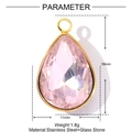 Macro view showing dimensions and details of the pink teardrop crystal pendant - Pink Style (YE1315-2)