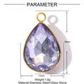 Detail showing purple crystal glass teardrop pendant with 18mm x 11mm size and weight - Light Purple Style (YE1315-3)