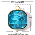 Detail view of blue square glass pendant with 16mm x 13mm size and 1.8g weight - Lake Blue Style(YE1318-4)