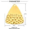 Macro view of a gold hammered triangle stainless steel pendant with precise dimensions - Triangle Style (XF661)