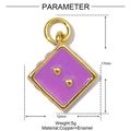 Detail view of purple enamel square heart pendant in copper with 17mm x 12mm dimensions - Purple Enamel Square Style (YE1334-5)