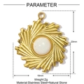 Detailed size view of a gold sunburst stainless steel pendant with white natural stone - Sunburst White Stone Style (YE1351-1)