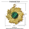 Detailed view of sunburst gold stainless steel pendant with green malachite stone - Sunburst Green Striped Stone Style (YE1351-3)