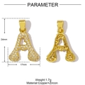 Copper heart-shaped initial A pendant with sparkling zircons and back hollow design - Letter A (YE1358-A)