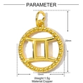 Detailed size and weight parameters of the Gemini copper zodiac pendant with 20mm height - Gemini Style(YE1360-3)