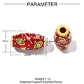 Red enamel evil eye spacer bead in gold plated copper with stars and zircon stones - Red Enamel Style (YE1398)
