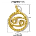 Detailed view of Cancer zodiac brass pendant with 20x15mm dimensions and weight specs - Cancer Style(YE1360-4)