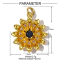 Parameter detail for sunflower pendant with purple zircon inlay and gold plating - Purple Zircon Sunflower Style (YE1363)
