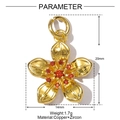 Detailed size parameters of golden flower pendant with red zircons in 20mm height - Red Zircon Five-Petal Flower Style (YE1364)