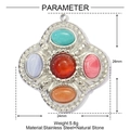 Vue détaillée d'un pendentif étoile en acier inoxydable avec pierres et dimensions - Pendentif Étoile Croix Pierre Multicolore (YE1423)