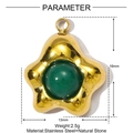Stervormige gouden roestvrijstalen hanger met groene natuursteen en maatparameters - Groene Ster Stijl (YE1347-5)
