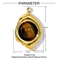 Gedetailleerde maattabel voor de 13x21mm tijgeroog hanger met goudkleurige stalen zetting - Gesmolten lavastijl met tijgeroog (YE1353-5)