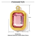 Detail of pink crystal pendant 13mm x 9mm with gold stainless steel frame - Pink Rectangular Gem Style (YE1421-2)