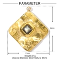 Spécifications de taille pour le pendentif carré en acier inoxydable avec pierre naturelle - Pendentif Carré Martelée Pierre Grise (YE1424-2)