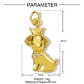 Detailansicht Welpen-Anhänger aus vergoldetem Kupfer mit Zirkon-Inlays und Abmessungen - Kronenwelpe Stil (YE1389)