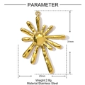 Pendentif tournesol en acier doré martelé, dimensions 31mm x 23mm, poids léger de 2,8g - Style Soleil Martelé (YE1406)