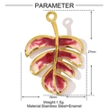 Detail of pink gradient enamel leaf pendant in stainless steel with dimensions 27x19mm - Pink Gradient Leaf (YE1163-1)