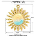Dibujo técnico de un colgante de sol de acero inoxidable de 31mm con esmalte colorido - Estilo Sol Degradado Amarillo Azul (YE1173-1)