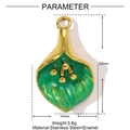 Detailed dimensions of calla lily pendant in green enamel and stainless steel - Green Calla Lily (YE1164-2)