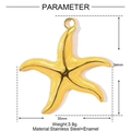 Dimensiones del colgante de estrella de mar amarilla en acero inoxidable y esmalte - Estilo Estrella de Mar Amarillo Brillante (YE1174-1)