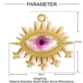 Λεπτομέρεια μενταγιόν Evil Eye με αστέρια, μέγεθος 31x35mm και βάρος 5 γραμμάρια - Στυλ Ροζ-Μοβ Μάτι με Ακτίνες (YE1149-2)