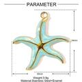 Dimensiones detalladas del colgante de estrella de mar azul en acero inoxidable - Estilo Estrella de Mar Azul Claro (YE1174-3)