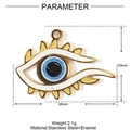 Λήψη macro του μπλε σμάλτου evil eye με χρυσό φινίρισμα από ατσάλι και μέγεθος 28mm - Στυλ Λευκό-Μπλε Μάτι του Κακού (YE1150-1)