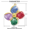 Size and weight parameters of colorful tulip enamel flower pendants in stainless steel - Multicolor Four-Petal Flower (YE1168)
