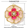 Detailed specs of tulip enamel pendant showing 26x25mm size and 8.2g weight - Pink Rhinestone Flower (YE1169)