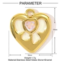 Detailed size and weight specs for the 17mm gold heart pendant with purple glass stone - Purple Enamel Heart (YE1253-1)