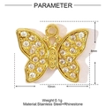 Détail du pendentif papillon doré orné de strass blancs et finition en acier inoxydable - Papillon Doré Strass Blanc (YE1284-1)