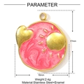 Macro detail of 16mm heart and sun enamel pendant made of gold stainless steel - Pink Sun Heart Style (YE1460)