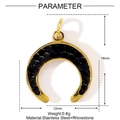 Détails des paramètres du pendentif fer à cheval en acier inoxydable doré et strass - Fer à Cheval Doré Strass Noir (YE1290)