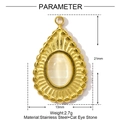 Macro detail of gold teardrop pendant with white cat-eye stone and 21mm dimensions - Water Drop Radiant Style (YE1492)