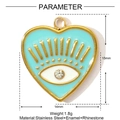 Detail of heart evil eye enamel pendant in stainless steel with 14x15mm dimensions - Light Blue Evil Eye Heart Style (YE1463-1)