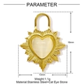 Detail of heart cat eye stone pendant showing 16mm size and 1.1g weight parameters - Heart Radiant Style (YE1494)
