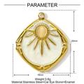 Detailed size specifications for a gold stainless steel cat eye stone rhombus pendant - Rhombus Enamel Style (YE1496)