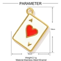 Detail view of Ace of Hearts poker pendant in gold plated stainless steel and enamel - Ace of Hearts Poker Card Style (YE1464)
