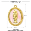 Detailansicht Emaille-Fisch-Anhänger mit 23mm Höhe und 17mm Breite Abmessungen - Rosa-Weißer Fisch Ovaler Stil (YE1468-2)