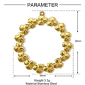 Technical dimensions of a 36mm golden stainless steel hollow flower ring pendant - Gold Round Flower Wreath (YE1479)