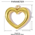 Detailed view of 18mm heart-shaped golden stainless steel charm with specifications - Stereo Center Heart Shape (XF750)