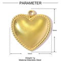 Detailed dimension view of the 14mm matte gold heart-shaped stainless steel pendant - Matte Gold Heart Shape (XF751)