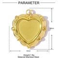 Technical drawing of 16mm golden stainless steel heart charm with wavy texture and dimensions - Wavy Edge Bead Heart Shape (XF754)