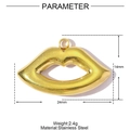 Polished golden stainless steel lip shaped pendant with size 24x14mm and weight 2.4g - Mirror Polished Lip Shape (XF756)