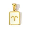 Macro view of gold stainless steel Aries zodiac pendant with white shell inlay - Aries Style (YF369-1)