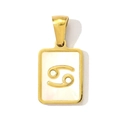 Detail of square gold titanium pendant with white shell and Cancer zodiac sign engraving - Cancer Style (YF369-4)