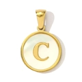 Close-up of golden alphabet C round shell pendant in polished stainless steel - Letter C Style (YF367-C)