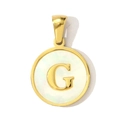Detailed macro view of letter G gold pendant with white mother of pearl inlay - Letter G Style (YF367-G)