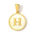 Macro detail of round gold pendant with white shell inlay and gold letter H charm - Letter H Style (YF367-H)